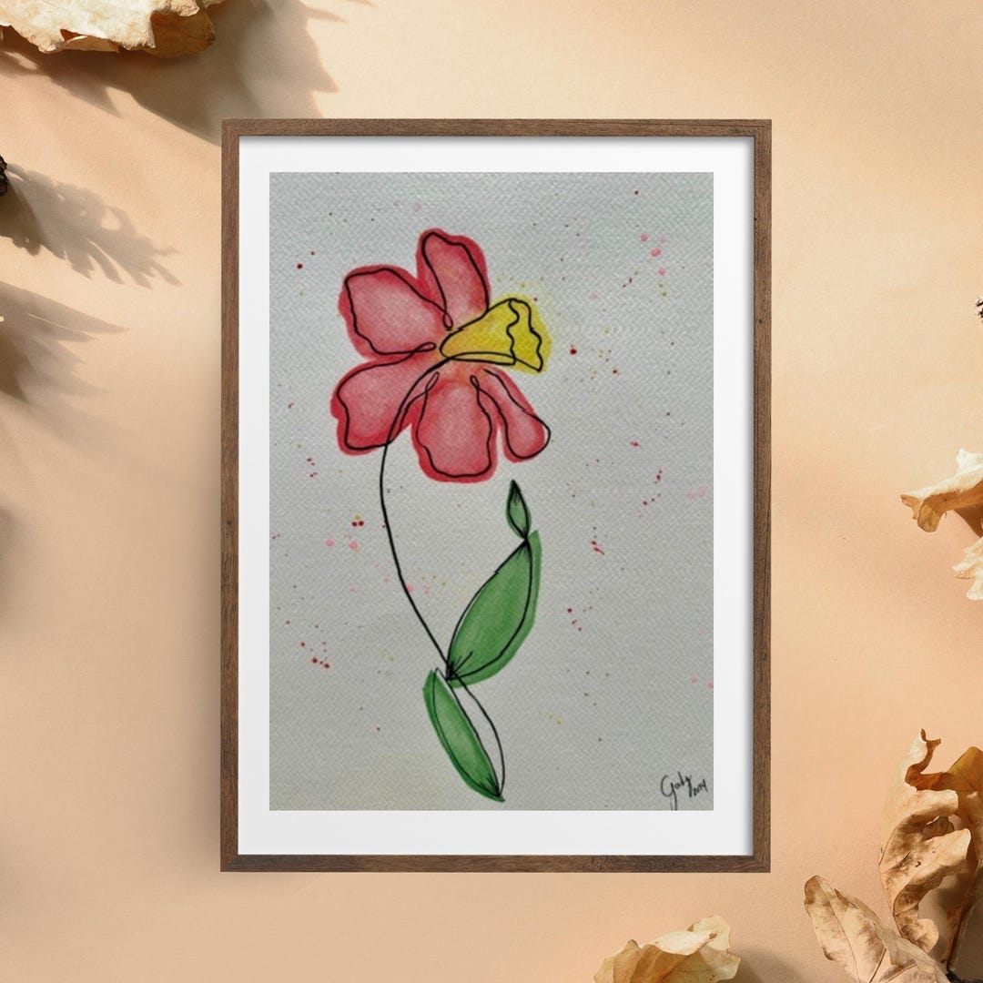 Modern Watercolor Flower Painting – Red and Yellow Floral Art ...