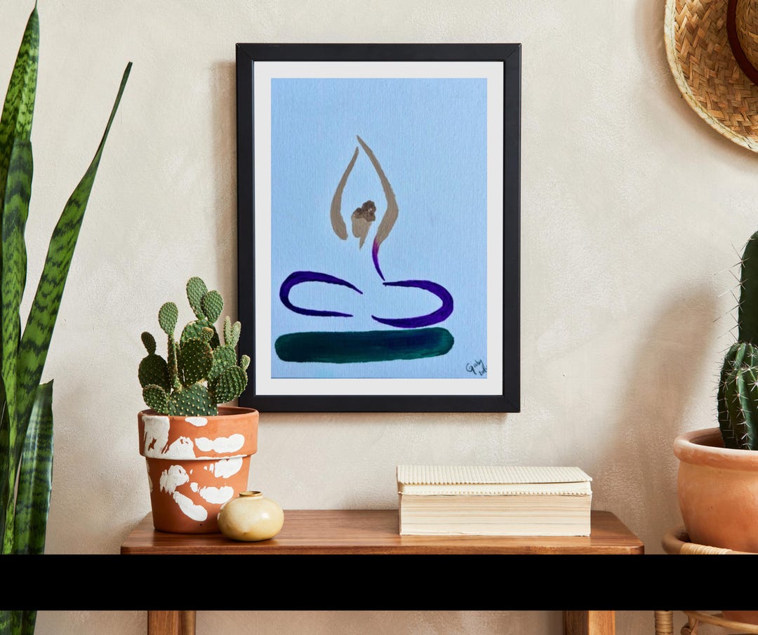Minimalist Yoga Pose Painting – Hand-painted Acrylic on Canvas – Zen ...