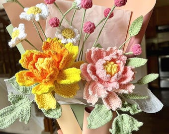 Stunning Handmade Crochet Flowers - Premium Knitted Floral Decor, High-Quality Yarn Bouquet, Wedding Gift, Mother's Day Surprise