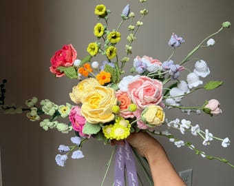 Handmade Crochet Wedding Bouquet | Custom Yarn Bridal Flowers | Unique Bridal Keepsake Gift for Wedding or Anniversary