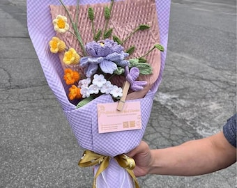 Handmade Crochet Flower Bouquet: Cotton Yarn Floral Gift