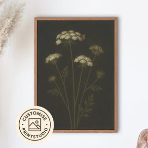Queen Anne&#39;s Lace Vintage Botanical Print: Moody Wildflower Wall Art (Digital Download)