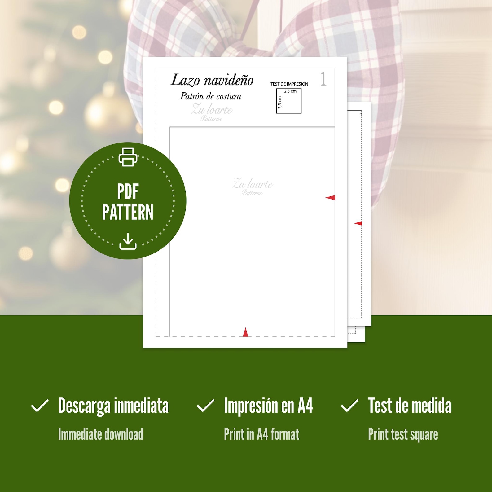 Wadding Pattern Sewing Pattern for a Large Wadding-filled Christmas Bow With a Hanging ...