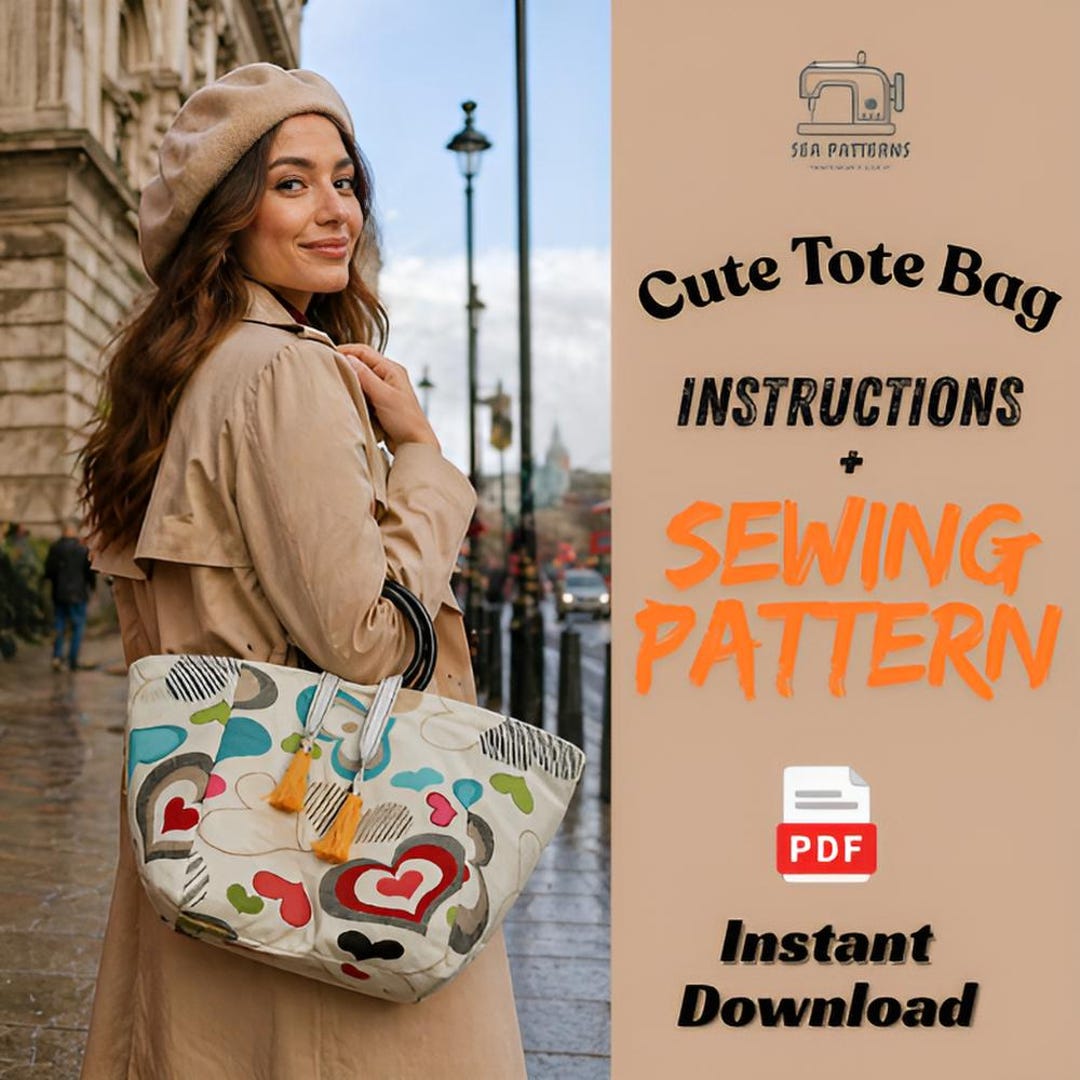 Tote Bag Sewing Pattern | Easy Beginner PDF Tutorial (digital Download ...