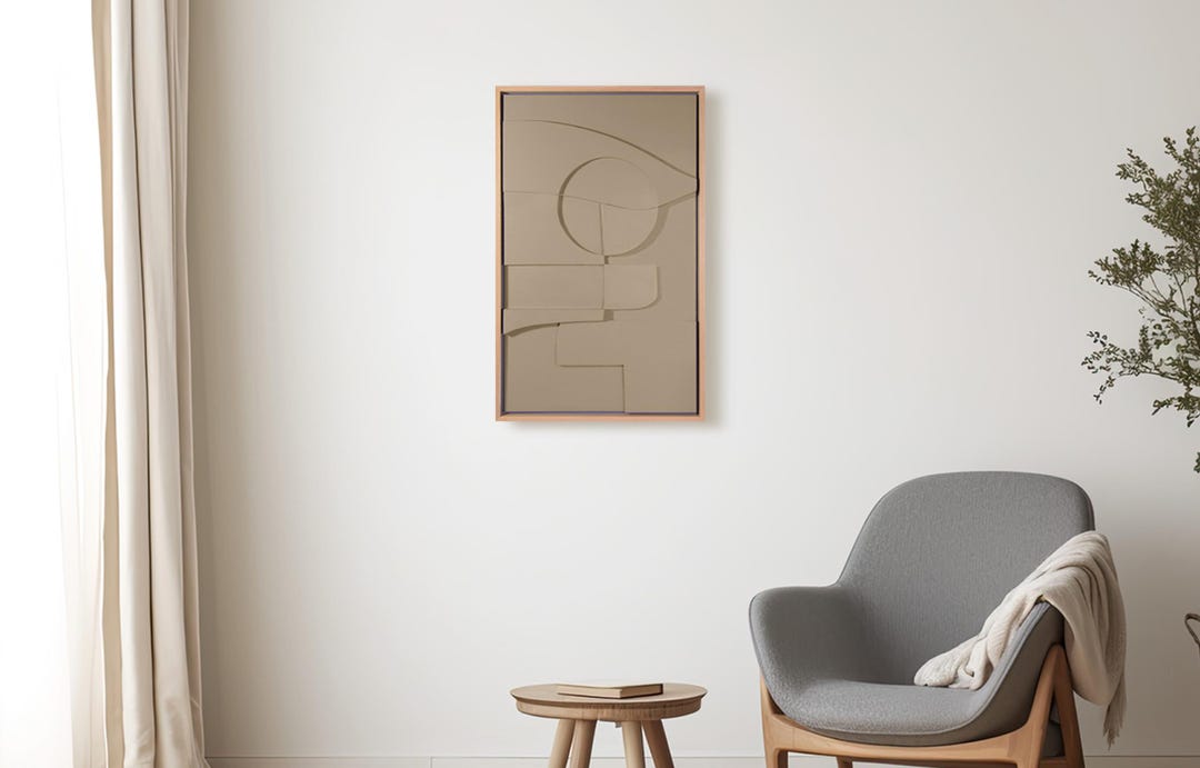 Framed 3D Wall Art: Minimalist Japandi Style, Handmade, Sigh (34x22 ...