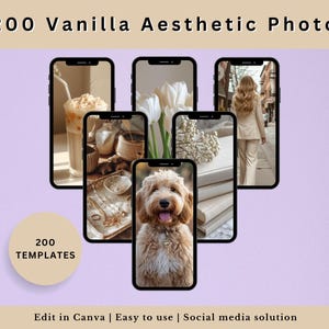 Vanilla Content Bank | 200 Aesthetic Reels Templates and Stock Images | Canva Bundle for Creators, Coaches and Social Media