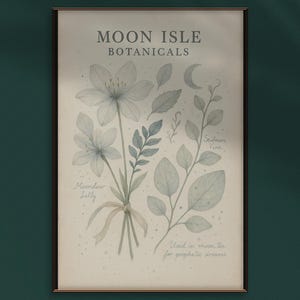 Moon Isle Lightlark Saga Poster Print - Vintage Fantasy Botanical Wall Art for Book Lovers, Aesthetic Fairycore Cottagecore Decor Gift