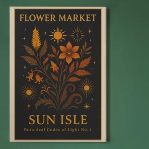 Sun Isle Lightlark Saga Poster Print - Vintage Fantasy Botanical Wall Art for Book Lovers, Aesthetic Fairycore Cottagecore Decor Gift