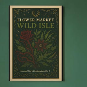 Wild Isle Lightlark Saga Poster Print - Vintage Fantasy Botanical Wall Art for Book Lovers, Aesthetic Fairycore Cottagecore Decor Gift