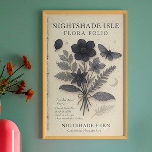 Nightshade Isle Lightlark Saga Poster Print - Vintage Fantasy Botanical Wall Art for Book Lovers, Aesthetic Fairycore Cottagecore Decor Gift