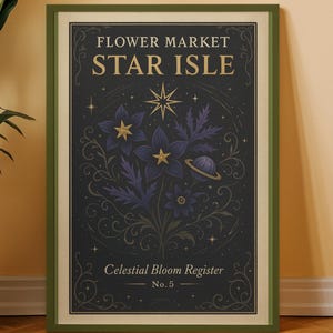 Star Isle Lightlark Saga Poster Print - Vintage Fantasy Botanical Wall Art for Book Lovers, Aesthetic Fairycore Cottagecore Decor Gift