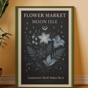 Moon Isle Lightlark Saga Poster Print - Vintage Fantasy Botanical Wall Art for Book Lovers, Aesthetic Fairycore Cottagecore Decor Gift