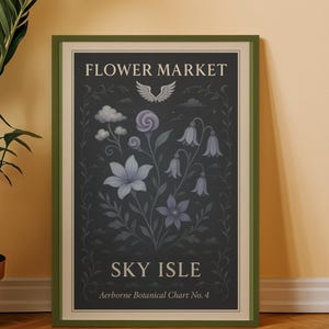 Sky Isle Lightlark Saga Poster Print - Vintage Fantasy Botanical Wall Art for Book Lovers, Aesthetic Fairycore Cottagecore Decor Gift