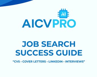 Job Search Success Guide | CV, Cover Letter, LinkedIn, Interview Tips + Planner | AICVPRO Career eBook (Digital Download)