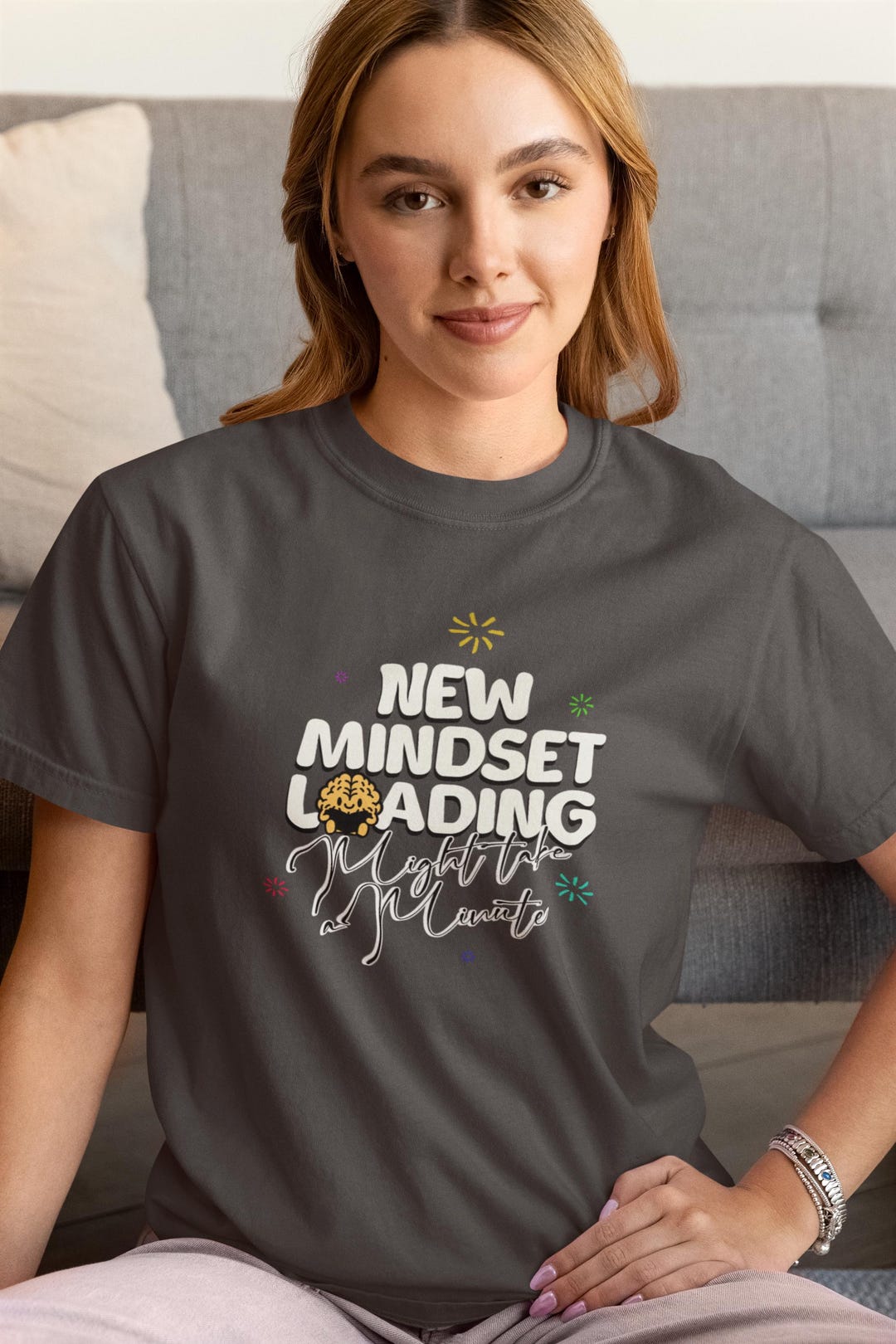 New Mindset Loading Shirt-funny Brain Graphic Tee-positive Mindset T ...