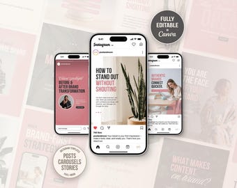Szablon Canva dla marki osobistej na Instagramie | Edytowalne karuzele historii w postach w mediach społecznościowych | Zestaw do budowania marki dla menedżerów SM i influencerów