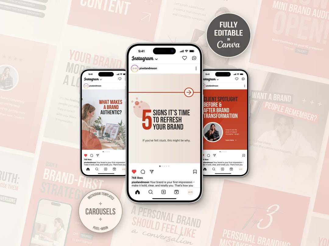 Personal Brand Instagram Carousel Canva Template | Editable Social ...