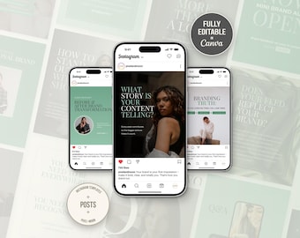 Bold Instagram Post Canva Templates: Personal Brand Editable Social Media Kit