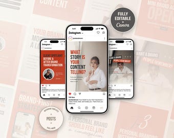 Szablon Canva postów na Instagramie dla marki osobistej | Edytowalne posty w mediach społecznościowych | Zestaw do budowania marki dla menedżerów SM i influencerów marki osobistej