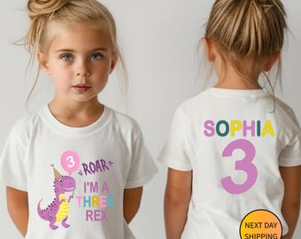 Personalized Dinosaur Birthday Shirt – Three Rex Party Tee