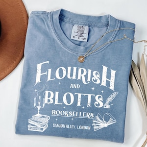 Wizard Book Shop T-Shirt, HP Fall Sweatshirt, HP Fan Gift, Flourish and Blotts Shirt, Bookworm Shirt, Universal Magical Family Trip Shirt