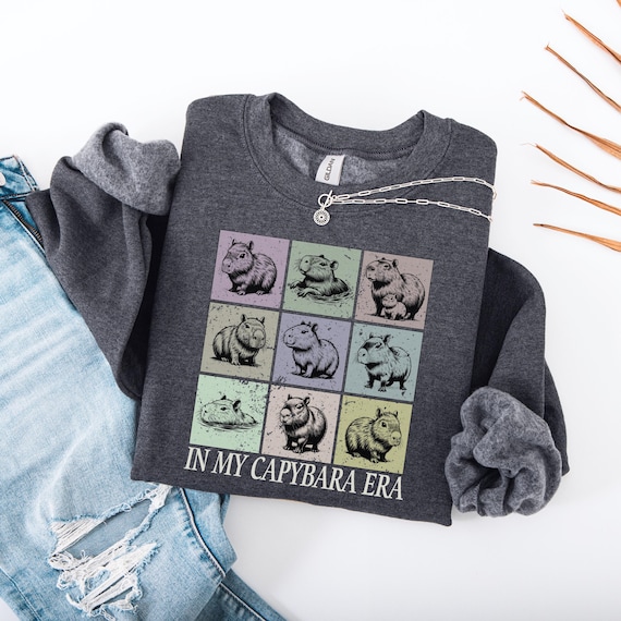 In My Capybara Era Sweatshirt, Cute Capybara Shirt, Retro Boho Capybara Hoodie Gift for Capybara Lovers, Kawaii Capybara Sweater Outfit