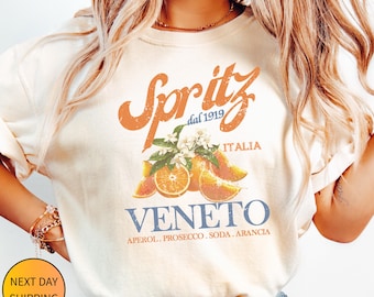 Aperol Spritz Comfort Colors® Shirt, Italian Summer Vintage Tee, La Dolce Vita Positano T-Shirt, Veneto Cocktail Graphic Tee Gift for Her