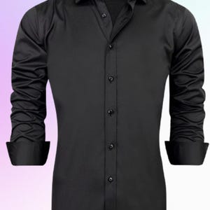 Best Black Men&#39;s Dress Shirt | Slim Fit Long Sleeve Button Down for Formal, Business & Casual Wear | Gift for Him