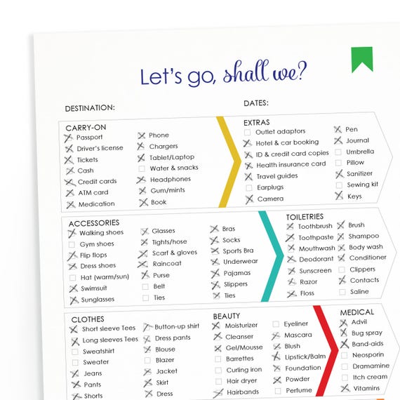 printable travel packing list downloadable home management etsy