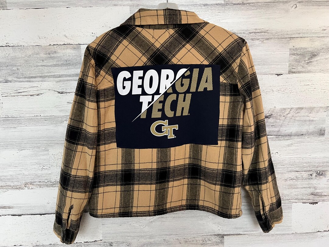 Georgia Tech University Themed Faux Fur Sherpa Lined Flannel Shirt ...