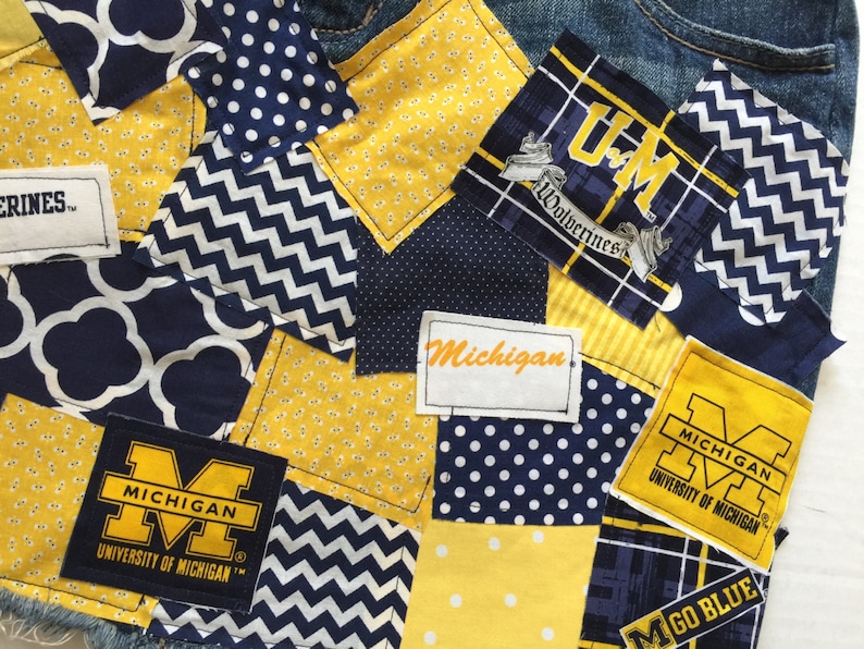 University of Michigan Ladies Women Deco Patch Ladies Custom Denim Skirt sz 0 2 3 4 5 6 7 8 10 12 14 16 18 20 22 24W image 5