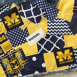 University of Michigan Ladies Women Deco Patch Ladies Custom Denim Skirt sz 0 2 3 4 5 6 7 8 10 12 14 16 18 20 22 24W image 4