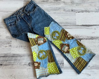 Ready to Ship Earth Day Deco Patchwork Jeans Girls Size 5