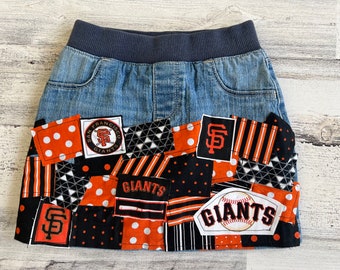 Ready to ship - San Francisco Giants Baseball Girls sizes 5 5T Fabric Art Deco Denim Skirt