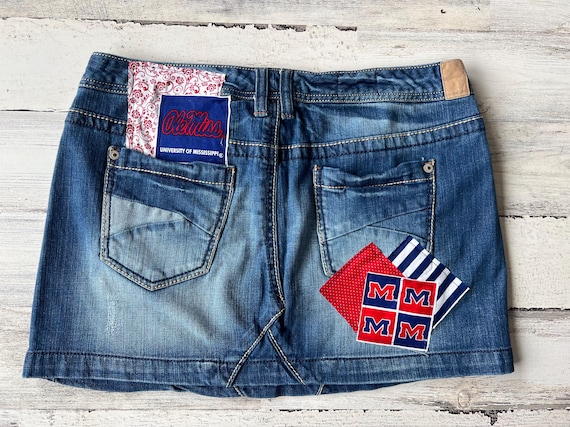 College University of Your Choice Custom Patch Denim Skirt Ladies