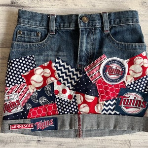 Ready to ship - Minnesota Twins Baseball Girls sizes 5 Fabric Patch Denim Skirt