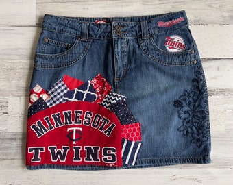 Ready to Ship - Minnesota Twins patch denim skort skirt Ladies womens size 9 / 10