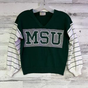 Michigan State University Spartans MSU Upcycled Crop Waist Sweater Womens Small S Ready to Ship