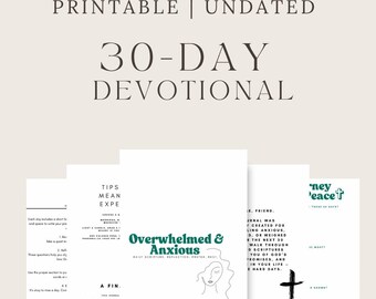 30-Day Christian Devotional Journal for Anxiety and Overwhelm | Printable Bible Study | Faith-Based Journal | Scripture & Guided Prompts