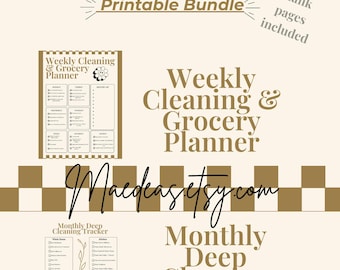 Weekly & Monthly Cleaning Planner Printable | Chore Chart | Deep Clean Checklist | Home Organization | Instant Download PDF