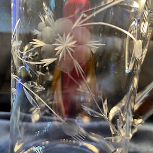 Magical VTG Transparent Very Fine Etched Crystal Pitcher