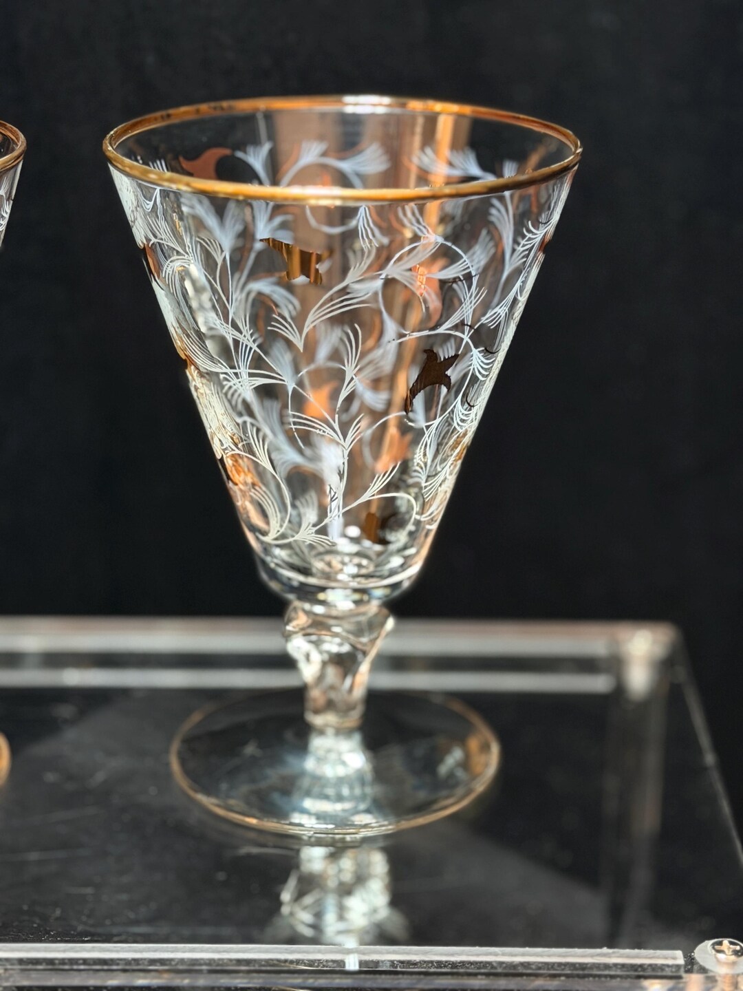 4 VTG Mid Century Barware Libbey Gold Rimmed Royal Fern Wine Glasses - Etsy
