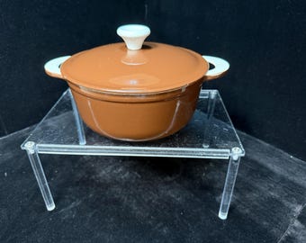 VTG Julia Child Favorite Belgium B1 Descoware Chocolate and White Dutch Oven