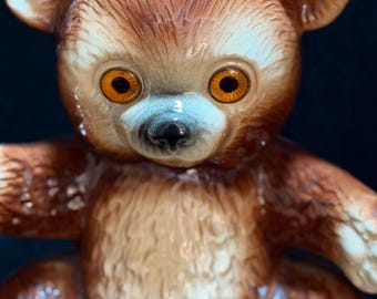 VTG 1950’s MCM Howard Kron Working Teddy Bear TV LampWith Amber Eyes and a Sticker