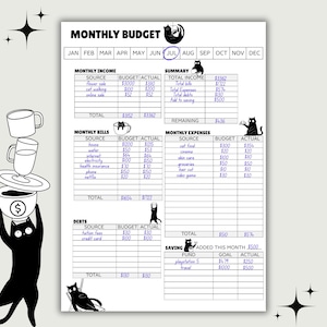 Printable Monthly Budget Planner Worksheet for Bullet Journal Monthly Budget Tracker Journal Page Printable Spending Tracker Monthly Budget