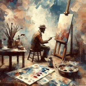 Limited Edition Giclée Art Print – Abstract Painter in Studio