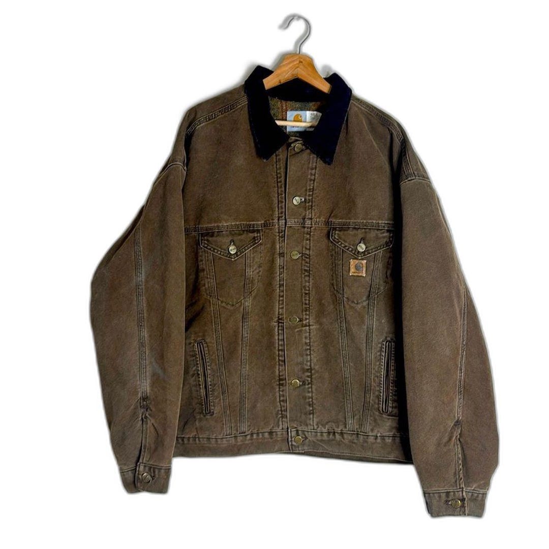Vtg Carhartt Blanket Lined Chore Jacket Brown Union JB1682
