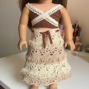 18-Zoll-Puppe häkeln Beige / Creme Maxi-Rock | Für American Girl Doll Our Generation, Puppenkleidung
