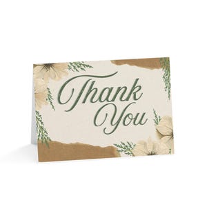 Cartes de voeux, Ensembles de cartes de remerciement florales, Rustique, En vrac, Vert et feu, Papeterie, Cartes de correspondance, Notes de remerciement
