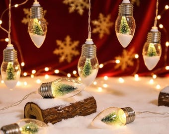 Guirnalda de luces navideñas con forma de globo de nieve / Funciona con pilas